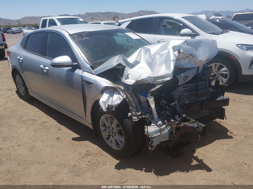 2018 Kia Optima VIN 5XXGT4L39JG233653 IAAI salvage auction — FRONT END, Salvage (Arizona), sold $125 on 2026-07-28 (photo 1)