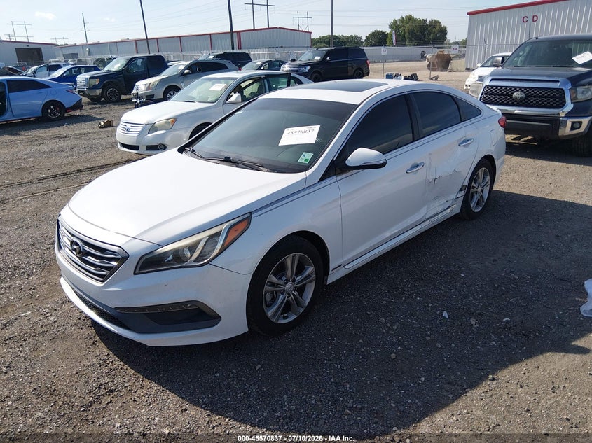 2016 Hyundai Sonata VIN 5NPE34AF8GH429097 IAAI salvage auction — SIDE, Salvage Title, sold $2,050 on 2026-09-07 (photo 2)