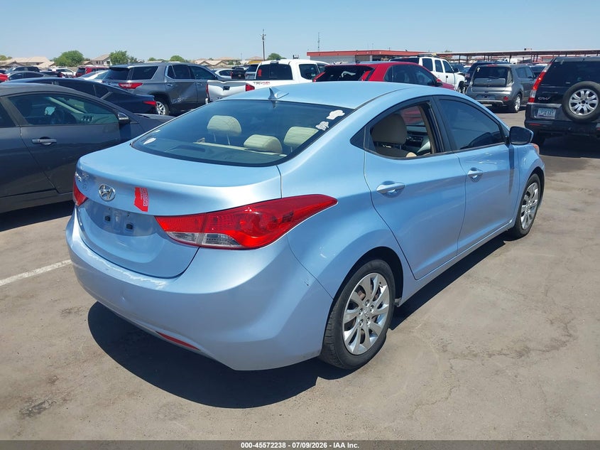 2013 Hyundai Elantra VIN KMHDH4AE6DU540796 IAAI salvage auction — THEFT, Salvage (Arizona), sold $1,200 on 2026-07-28 (photo 4)