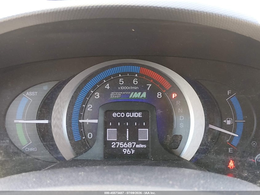 2010 Honda Insight VIN JHMZE2H76AS041436 IAAI salvage auction — SIDE, Clear - Dealer Only (California), sold $650 on 2026-07-22 (photo 7)