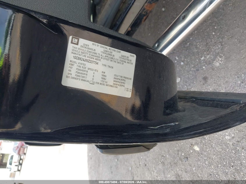 2009 Chevrolet Silverado 1500 VIN 1GCEK24J89Z237794 IAAI salvage auction — REAR END, Rebuildable (Florida), sold $3,050 on 2026-07-27 (photo 9)