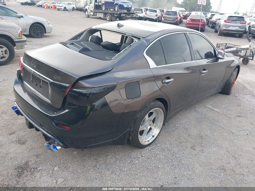 2015 Infiniti Q50 VIN JN1BV7AR4FM402771 IAAI salvage auction — LEFT REAR, Wait Title, sold $1,950 on 2026-09-16 (photo 4)