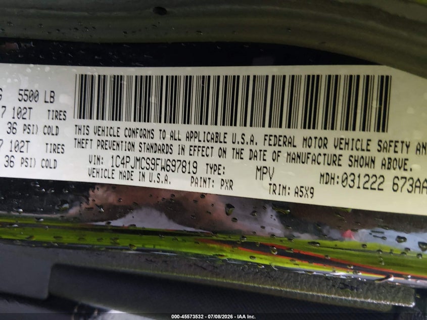 2015 Jeep Cherokee VIN 1C4PJMCS9FW697819 IAAI salvage auction — RIGHT FRONT, Prior Salvage (Minnesota), sold $1,600 on 2026-09-15 (photo 9)