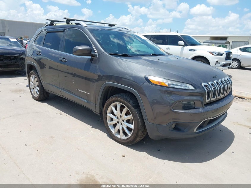 2015 Jeep Cherokee VIN 1C4PJLDS1FW560236 IAAI salvage auction — WATER/FLOOD, Salvage (Texas), sold $1,625 on 2026-08-01 (photo 1)