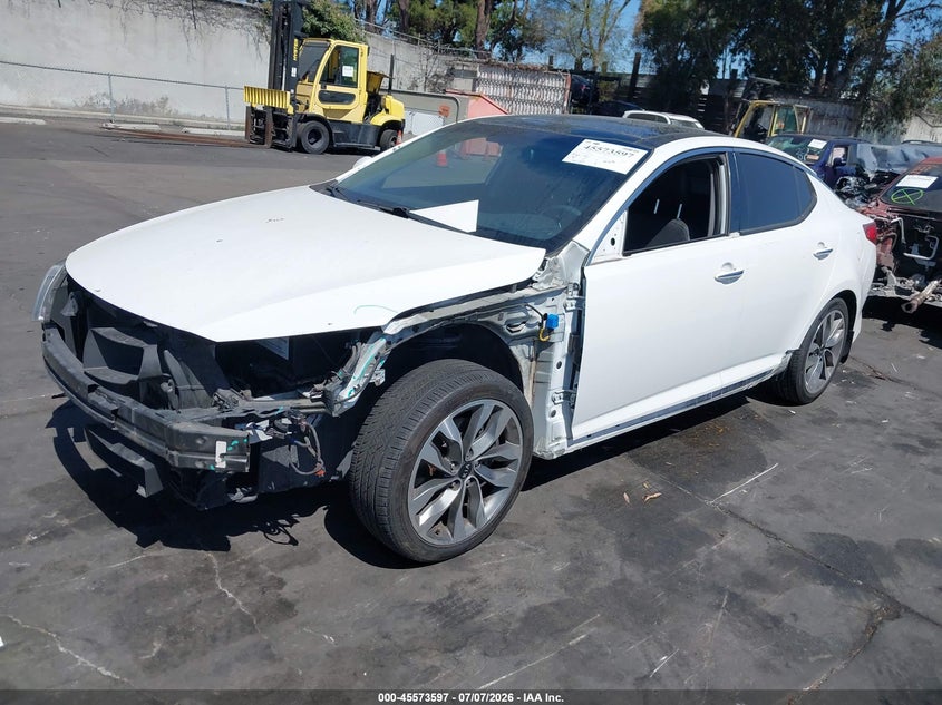 2015 Kia Optima VIN 5XXGR4A68FG389492 IAAI salvage auction — LEFT FRONT, Salvage Certificate (California), sold $1,500 on 2026-07-15 (photo 2)