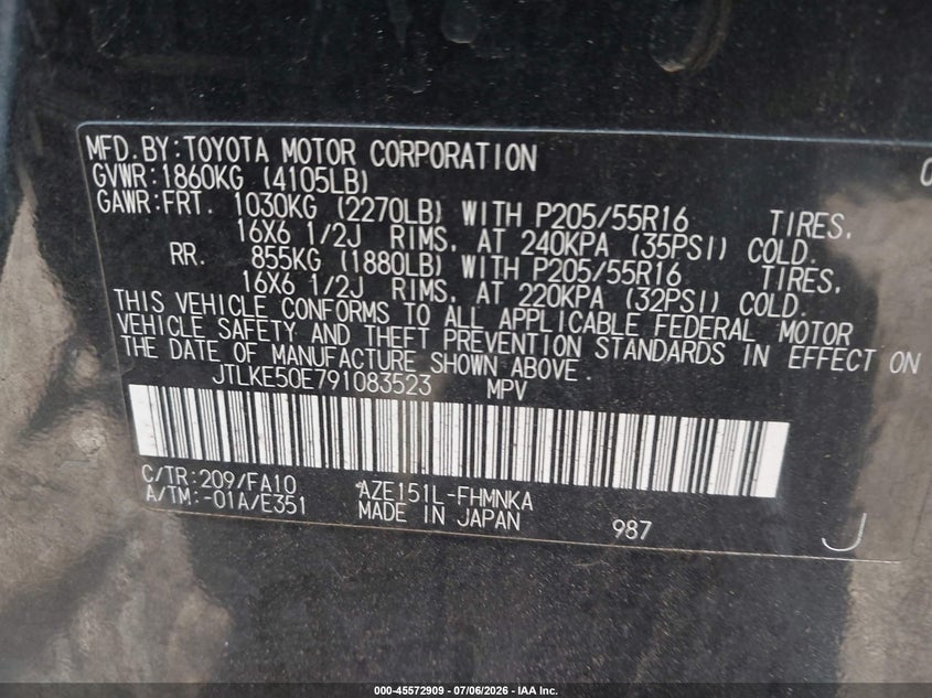 2009 Scion Xb VIN JTLKE50E791083523 IAAI salvage auction — NORMAL WEAR, Clear - Dealer Only (California), sold $775 on 2026-07-20 (photo 9)