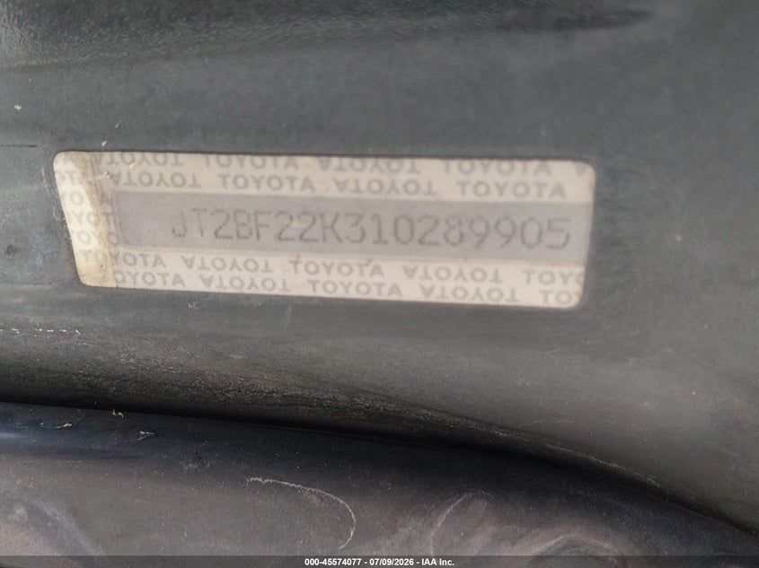 2001 Toyota Camry VIN JT2BF22K310289905 IAAI salvage auction — UNKNOWN, Salvage (Nevada), sold $275 on 2026-07-17 (photo 9)