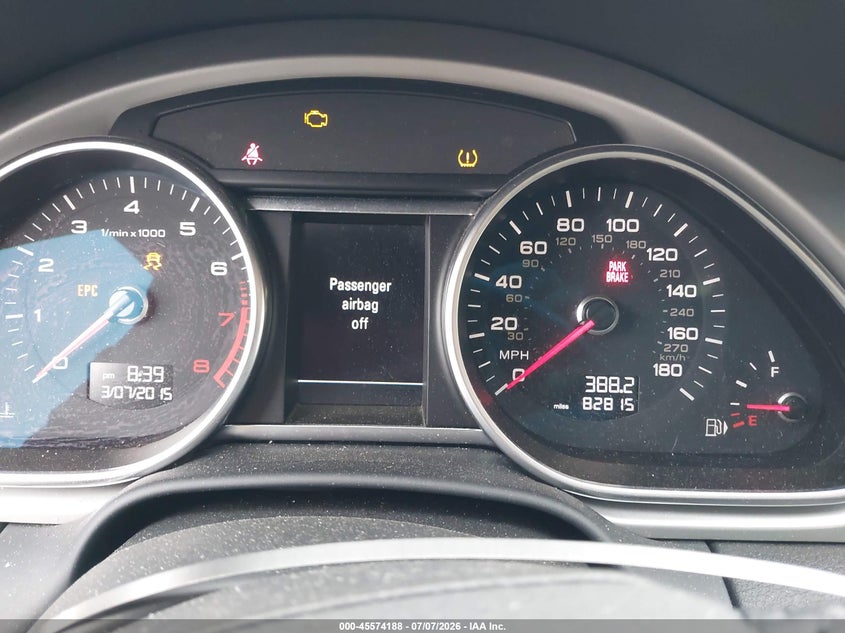 2015 Audi Q7 VIN WA1LGAFE2FD024622 IAAI salvage auction — NORMAL WEAR, Clear (Pennsylvania), sold $1,050 on 2026-07-17 (photo 7)
