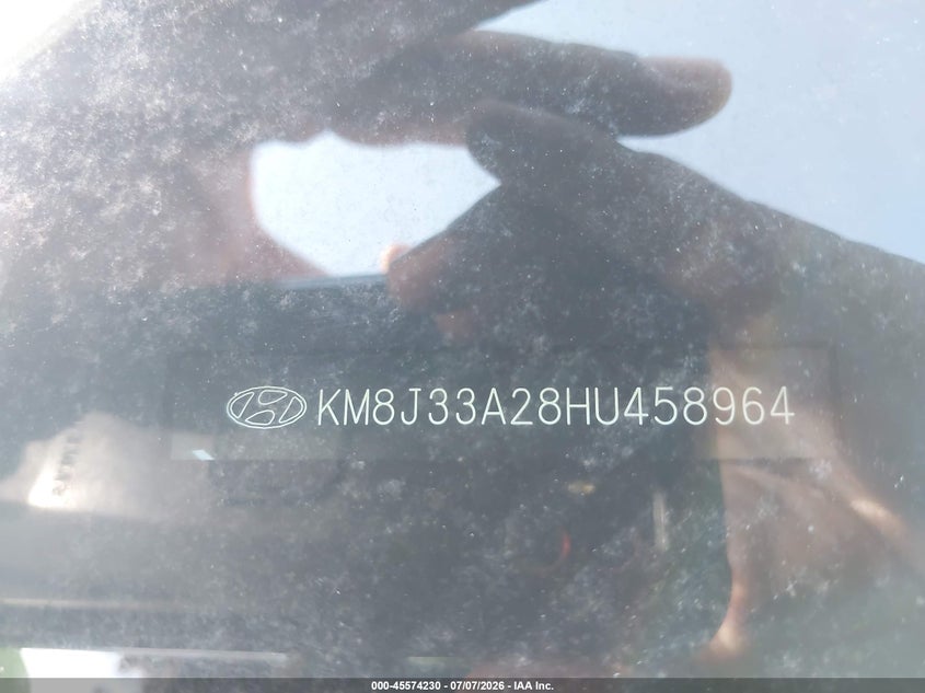 2017 Hyundai Tucson VIN KM8J33A28HU458964 IAAI salvage auction — NORMAL WEAR, Clear (Alabama), sold $3,100 on 2026-07-24 (photo 9)