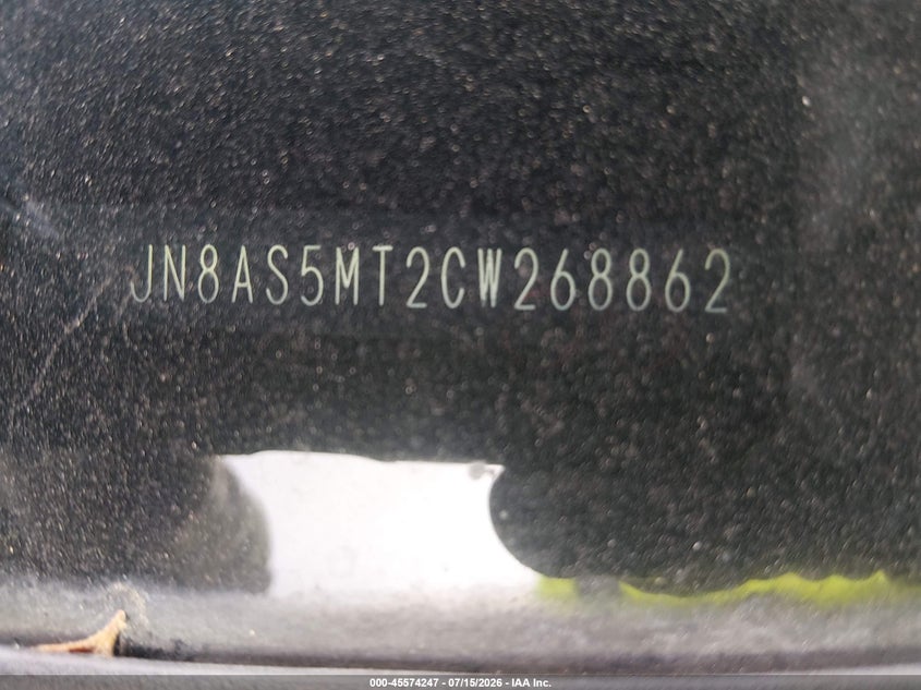 2012 Nissan Rogue VIN JN8AS5MT2CW268862 IAAI salvage auction — NORMAL WEAR, Original (Texas), sold $75 on 2026-07-27 (photo 9)