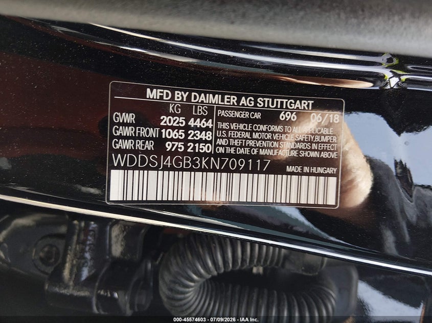 2019 Mercedes-benz Cla-klasse VIN WDDSJ4GB3KN709117 IAAI salvage auction — WATER/FLOOD, Rebuildable (Florida), sold $4,900 on 2026-08-05 (photo 9)