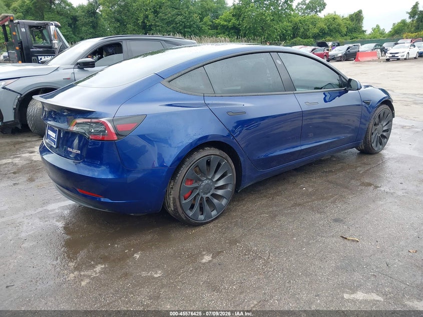 2023 Tesla Model 3 VIN 5YJ3E1EC0PF586489 IAAI salvage auction — FRONT END, Salvage Title, sold $11,600 on 2026-10-04 (photo 4)