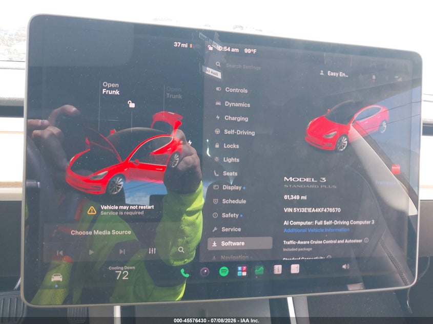 2019 Tesla Model 3 VIN 5YJ3E1EA4KF476570 IAAI salvage auction — FRONT END, Salvage Title, sold $3,650 on 2026-08-02 (photo 7)