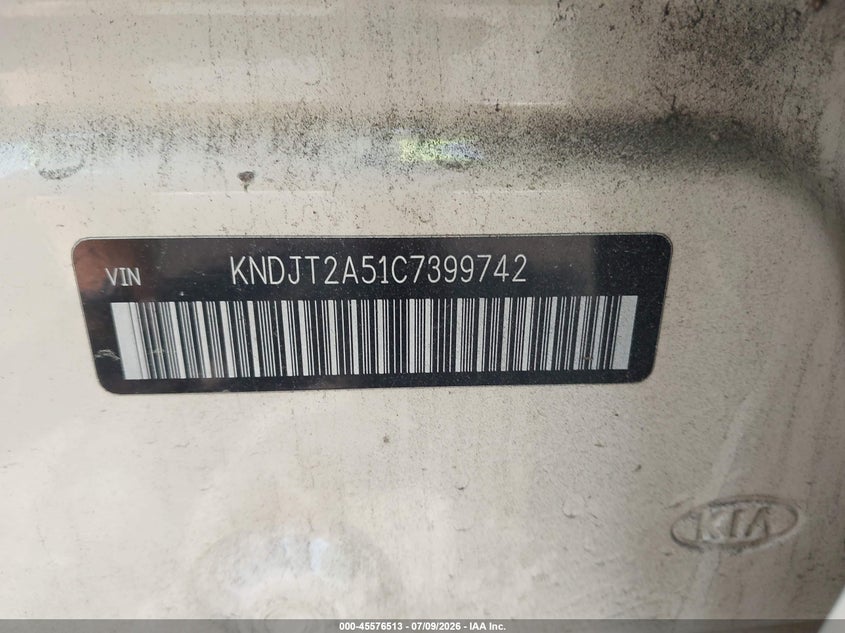 2012 Kia Soul VIN KNDJT2A51C7399742 IAAI salvage auction — NORMAL WEAR, Clear (North Carolina), sold $350 on 2026-07-23 (photo 9)