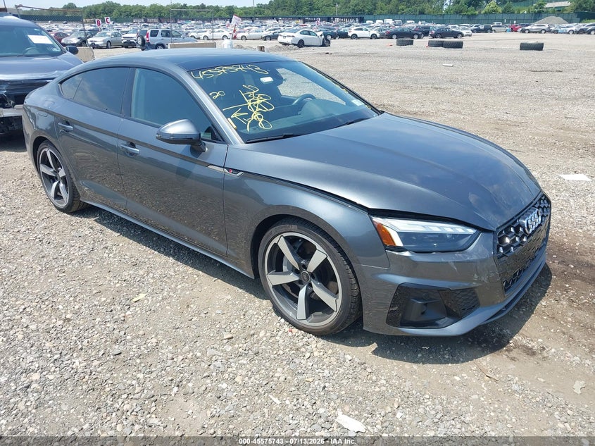 2025 Audi A5 VIN WAUFACF54SA019110 IAAI salvage auction — FRONT END, Wait Title, sold $27,225 on 2026-08-11 (photo 1)
