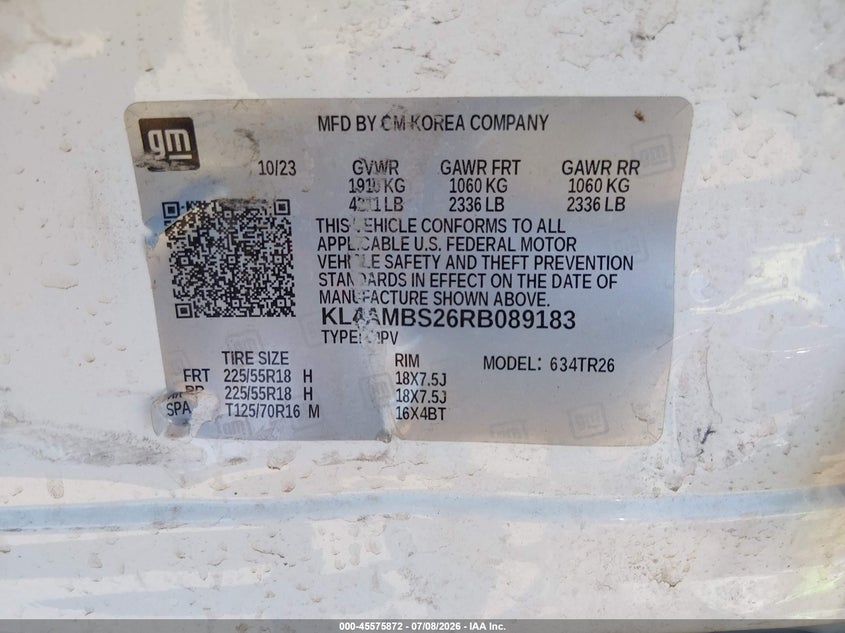 2024 Buick Encore gx VIN KL4AMBS26RB089183 IAAI salvage auction — SIDE, Clear (Arizona), sold $1,500 on 2026-07-28 (photo 9)