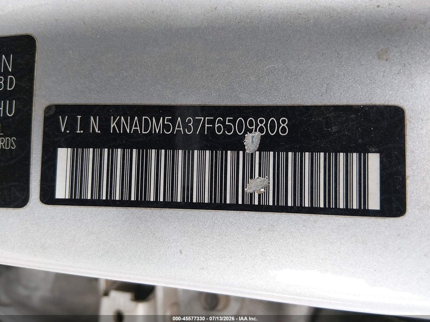 2015 Kia Rio VIN KNADM5A37F6509808 IAAI salvage auction — NORMAL WEAR, Clear (California), sold $600 on 2026-07-24 (photo 9)