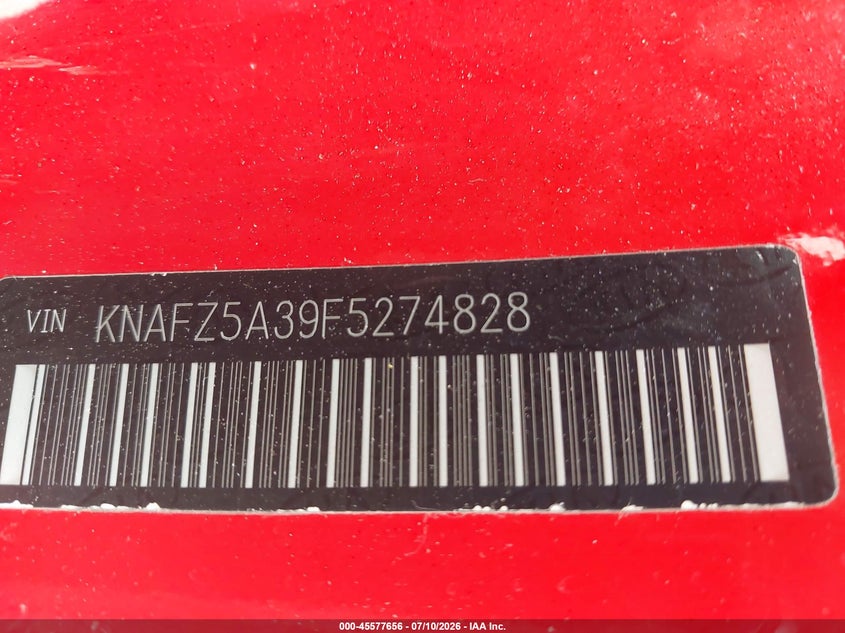 2015 Kia Forte VIN KNAFZ5A39F5274828 IAAI salvage auction — FRONT END, Clear (Massachusetts), sold $500 on 2026-07-31 (photo 9)