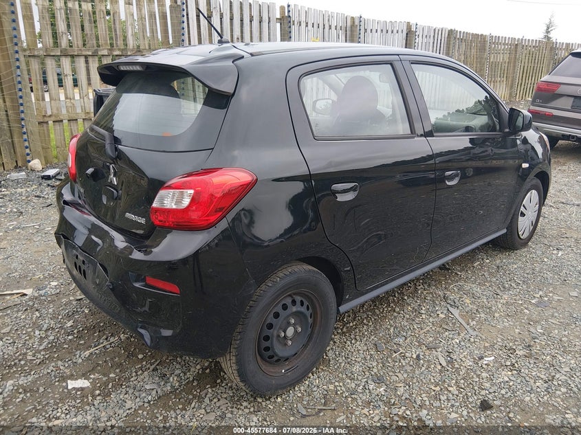 2019 Mitsubishi Mirage VIN ML32A3HJ2KH015594 IAAI salvage auction — REAR END, Clear (Virginia), sold $525 on 2026-07-30 (photo 4)