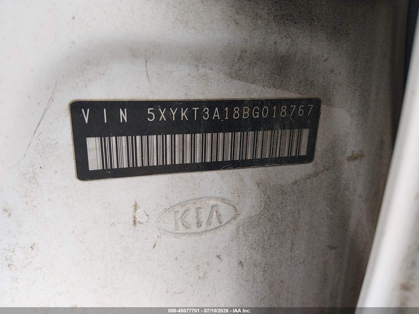 2011 Kia Sorento VIN 5XYKT3A18BG018767 IAAI salvage auction — FRONT END, Salvage (South Carolina), sold $450 on 2026-07-29 (photo 9)