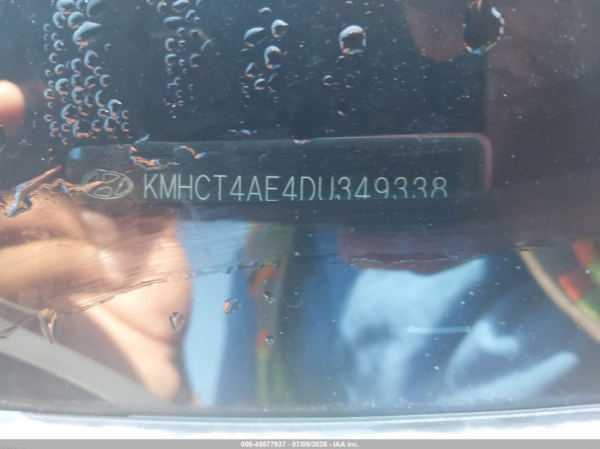 2013 Hyundai Accent VIN KMHCT4AE4DU349338 IAAI salvage auction — NORMAL WEAR, Clear (Florida), sold $400 on 2026-07-29 (photo 9)