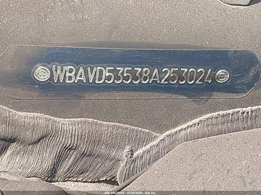 2008 BMW 3er VIN WBAVD53538A253024 IAAI salvage auction — TOTAL BURN, Bill Of Sale Destruction Only - Salvage (Ohio), sold $100 on 2026-08-04 (photo 9)