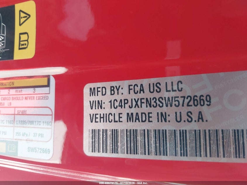 2025 Jeep Wrangler / VIN 1C4PJXFN3SW572669 IAAI salvage auction — ENGINE DAMAGE, Regular (Nevada), sold $22,100 on 2026-07-29 (photo 9)