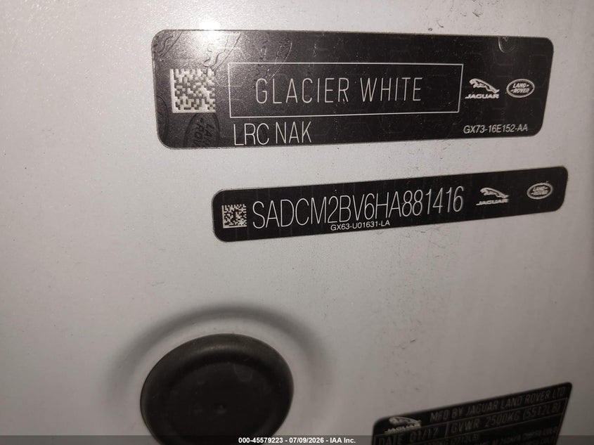 2017 Jaguar F-pace VIN SADCM2BV6HA881416 IAAI salvage auction — ALL OVER, Salvage (Idaho), sold $25 on 2026-07-29 (photo 9)
