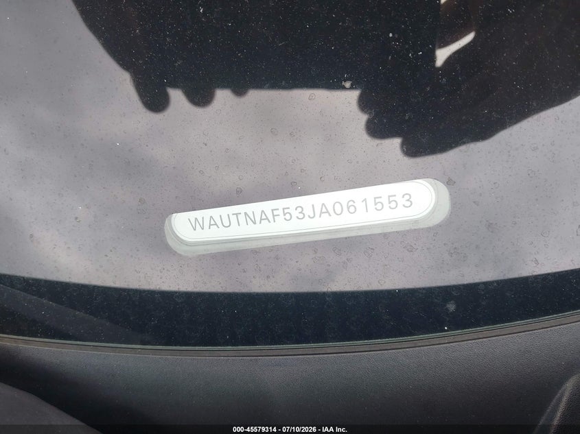 2018 Audi A5 VIN WAUTNAF53JA061553 IAAI salvage auction — FRONT END, Salvage (North Carolina), sold $3,300 on 2026-08-19 (photo 9)