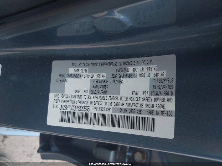 2016 Mazda 3 VIN 3MZBM1U73GM329595 IAAI salvage auction — FRONT END, Salvage (Illinois), sold $450 on 2026-09-16 (photo 9)