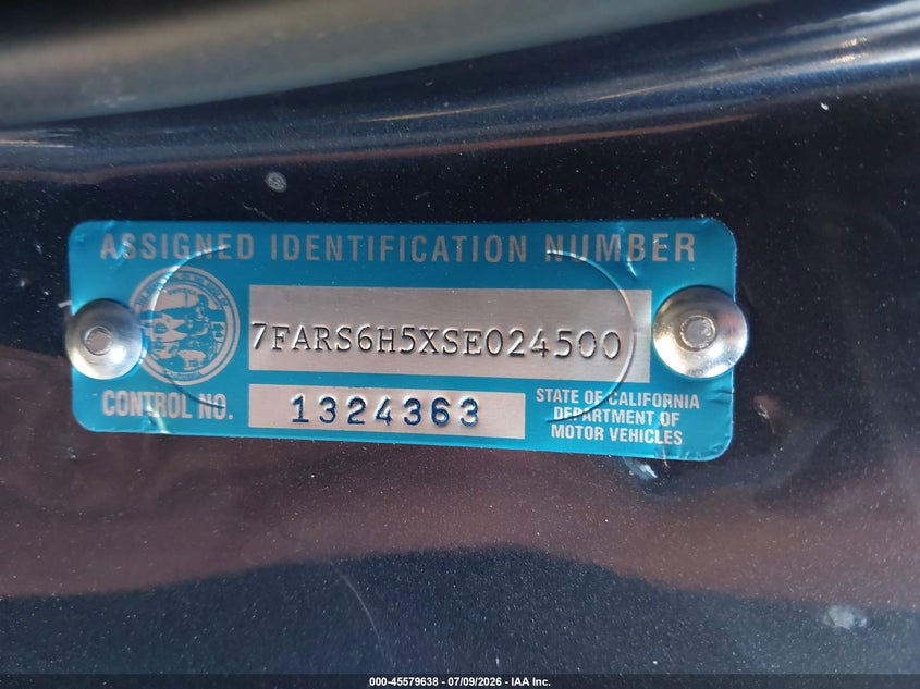 2025 Honda Cr-v VIN 7FARS6H5XSE024500 IAAI salvage auction — THEFT, Salvage Certificate (California), sold $18,100 on 2026-07-24 (photo 9)