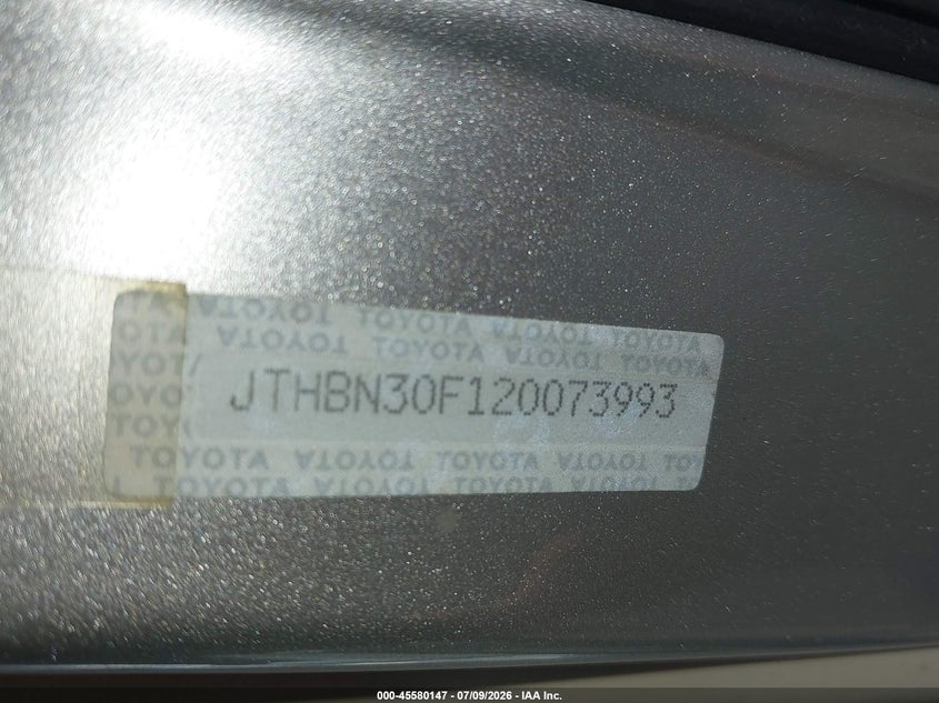 2002 Lexus Ls 430 VIN JTHBN30F120073993 IAAI salvage auction — NORMAL WEAR, Clear (North Carolina), sold $675 on 2026-07-30 (photo 9)