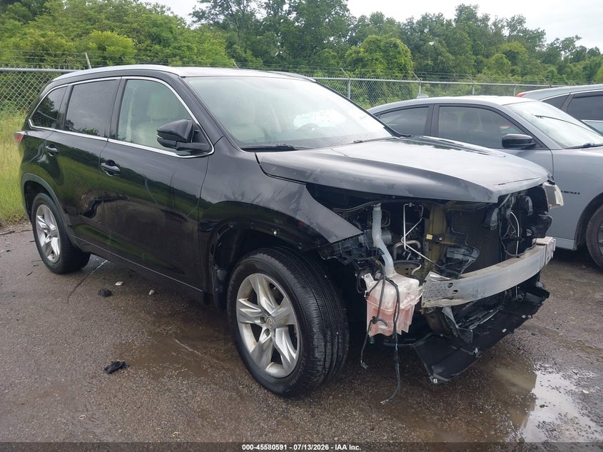 2014 Toyota Highlander VIN 5TDYKRFH7ES017963 IAAI salvage auction — FRONT END, Salvage Title, sold $7,600 on 2026-08-02 (photo 1)