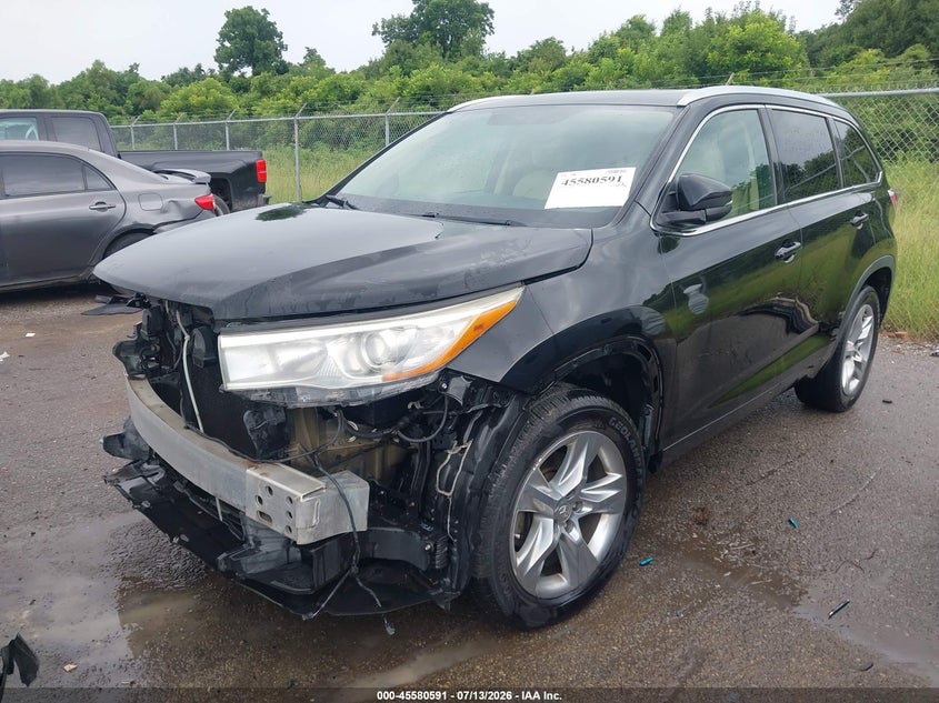 2014 Toyota Highlander VIN 5TDYKRFH7ES017963 IAAI salvage auction — FRONT END, Salvage Title, sold $7,600 on 2026-08-02 (photo 2)