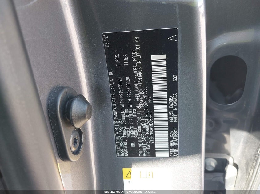 2017 Lexus Rx VIN 2T2BZMCA1HC089360 IAAI salvage auction — SIDE, Original (Texas), sold $18,025 on 2026-09-10 (photo 9)