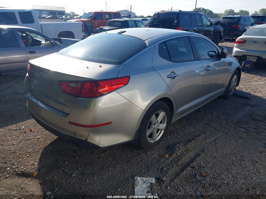 2015 Kia Optima VIN KNAGM4A78F5548262 IAAI salvage auction — NORMAL WEAR, Clear (Indiana), sold $450 on 2026-07-29 (photo 4)