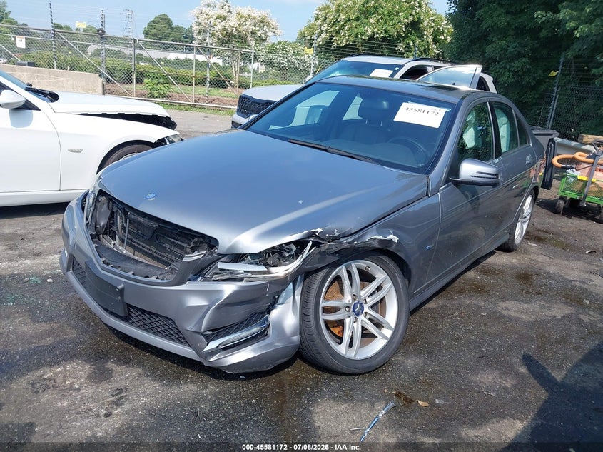 2012 Mercedes-benz C-klasse VIN WDDGF4HB9CA629951 IAAI salvage auction — FRONT END, Salvage (North Carolina), sold $850 on 2026-08-13 (photo 2)