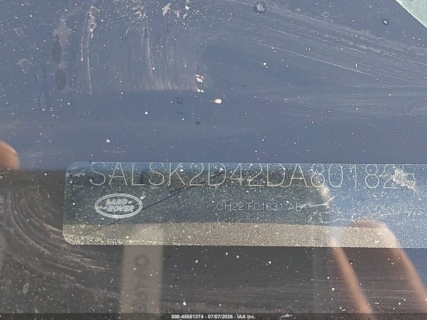 2013 Land rover Range rover sport VIN SALSK2D42DA801825 IAAI salvage auction — NORMAL WEAR, Clear - Dealer Only (California), sold $2,325 on 2026-07-20 (photo 9)