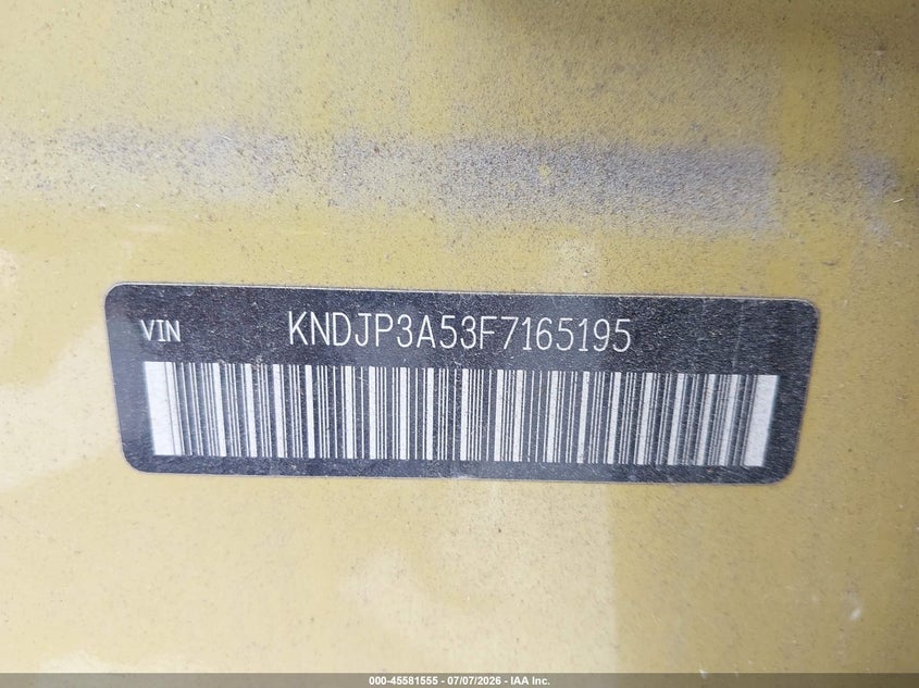 2015 Kia Soul VIN KNDJP3A53F7165195 IAAI salvage auction — NORMAL WEAR, Salvage Title, sold $925 on 2026-07-21 (photo 9)