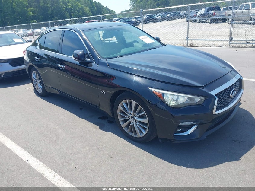 2019 Infiniti Q50 VIN JN1EV7AR8KM555919 IAAI salvage auction — LEFT SIDE, Wait Title, sold $5,250 on 2026-08-21 (photo 1)