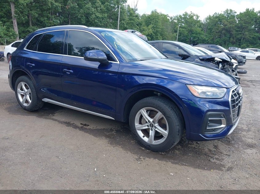2021 Audi Q5 VIN WA1AAAFY3M2019523 IAAI salvage auction — LEFT REAR, Salvage Title, sold $9,200 on 2026-07-29 (photo 1)