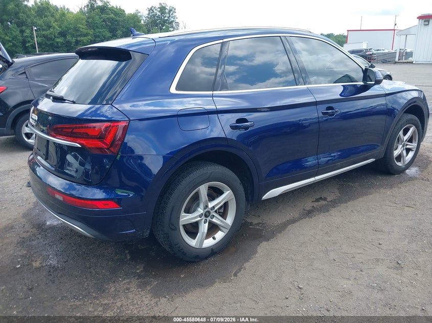 2021 Audi Q5 VIN WA1AAAFY3M2019523 IAAI salvage auction — LEFT REAR, Salvage Title, sold $9,200 on 2026-07-29 (photo 4)