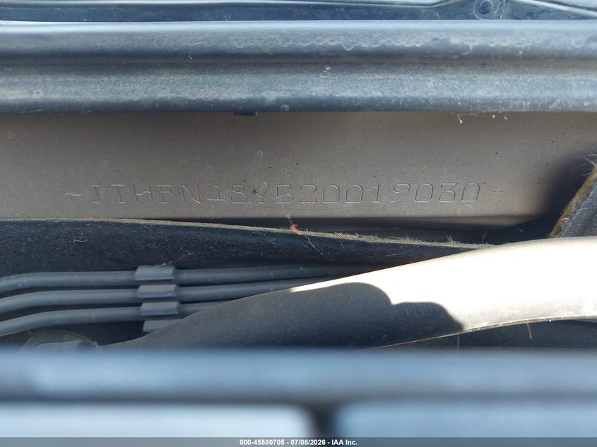 2002 Lexus Sc 430 VIN JTHFN48Y520019030 IAAI salvage auction — NORMAL WEAR, Clear - Dealer Only (California), sold $175 on 2026-07-28 (photo 9)