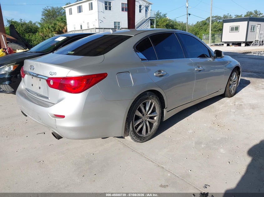 2014 Infiniti Q50 VIN JN1BV7AP2EM686091 IAAI salvage auction — NORMAL WEAR, Clear (Florida), sold $675 on 2026-07-28 (photo 4)