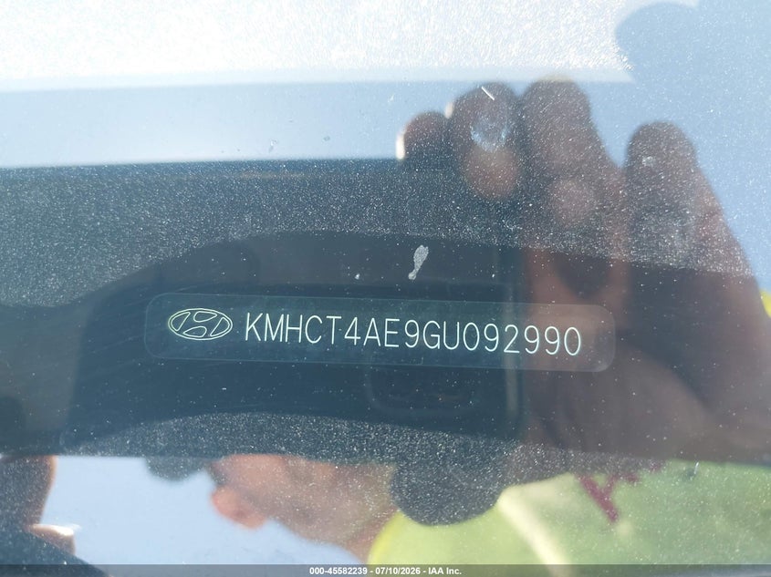 2016 Hyundai Accent VIN KMHCT4AE9GU092990 IAAI salvage auction — FRONT END, Bill Of Sale (Washington), sold $625 on 2026-07-28 (photo 9)
