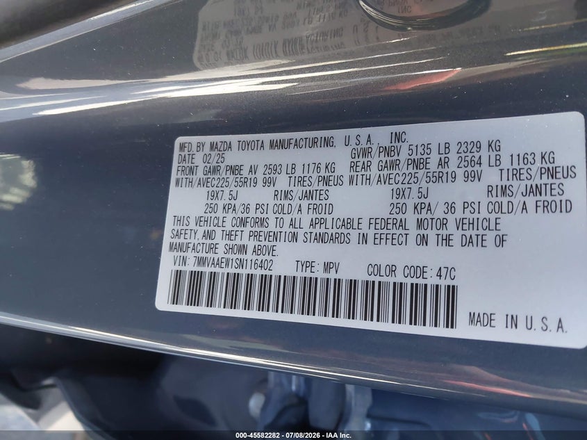 2025 Mazda Cx-50 VIN 7MMVAAEW1SN116402 IAAI salvage auction — RIGHT FRONT, Salvage Title, sold $12,500 on 2026-08-27 (photo 9)