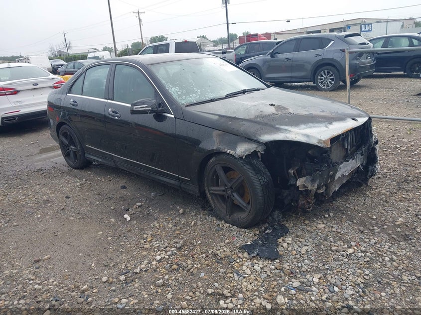 2011 Mercedes-benz C class VIN WDDGF8BBXBR146789 IAAI salvage auction — EXTERIOR BURN, Junk Bill Of Sale Mv2459 (Wisconsin), sold $200 on 2026-08-06 (photo 1)