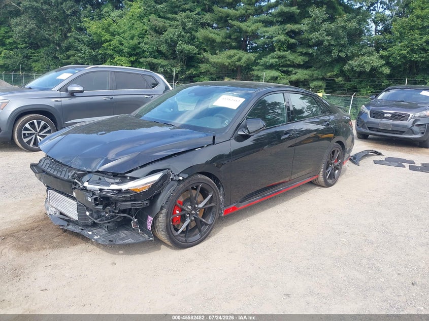 2025 Hyundai Elantra n VIN KMHLW4DKXSU035425 IAAI salvage auction — FRONT END, Salvage Title, sold $7,000 on 2026-08-24 (photo 2)