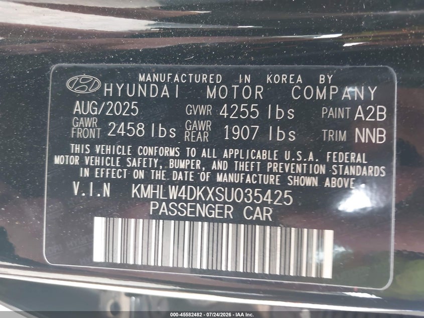 2025 Hyundai Elantra n VIN KMHLW4DKXSU035425 IAAI salvage auction — FRONT END, Salvage Title, sold $7,000 on 2026-08-24 (photo 9)