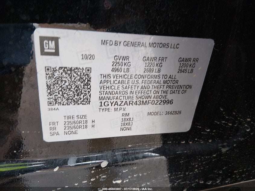 2021 Cadillac Xt4 VIN 1GYAZAR43MF022996 IAAI salvage auction — LEFT SIDE, Original (Texas), sold $7,050 on 2026-08-26 (photo 9)
